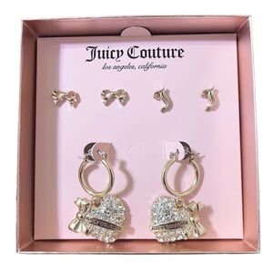 NWT NIB Juicy Couture Costume Jewelry 3 Pairs Of earrings